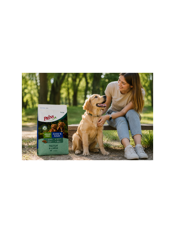 Всекидневна грижа за активни и подрастващи кучета с Prins ProCare Grainfree Junior & Adult.