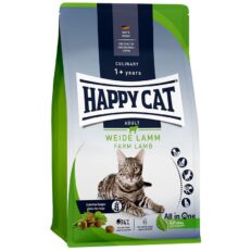 Happy Cat Culinary Adult Farm Lamb-храна за за чувствителни котки с агнешко, грах, картофи, яйца, ориз, контрол на образуване на космените топки.