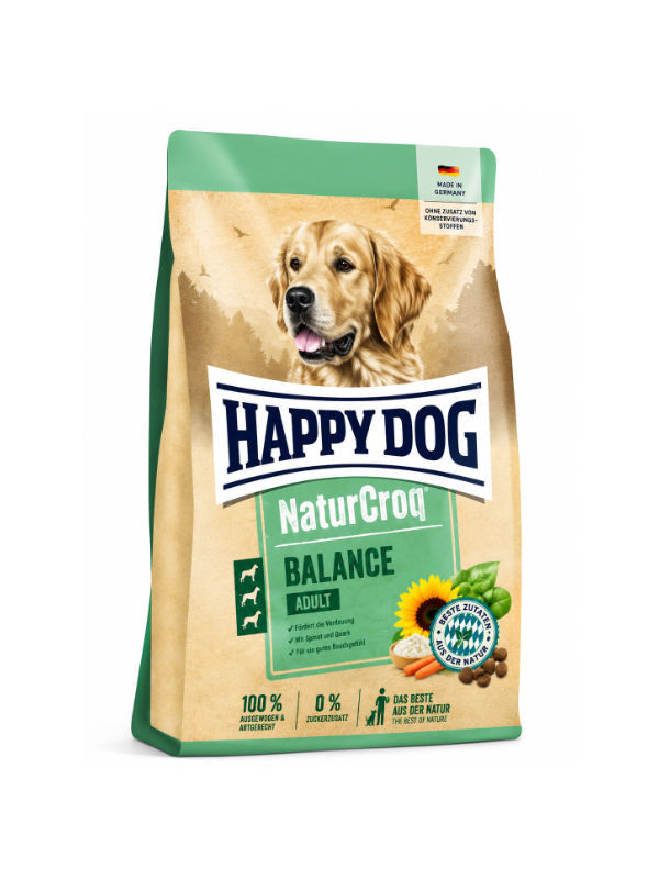 Happy Dog NaturCroq Balance суха храна за възрастни кучета със спанак, извара и дрожди