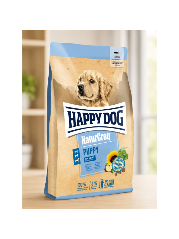 Happy Dog NaturCroq Puppy суха храна за кученца от 4 седмици с домашни птици и билки