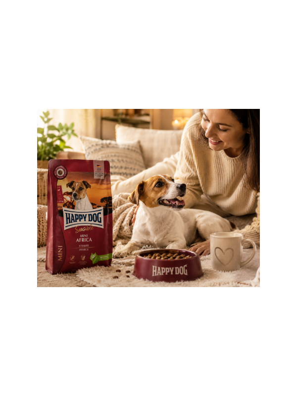 Happy Dog Sensible Mini Africa суха храна за малки кучета с щраус и картофи
