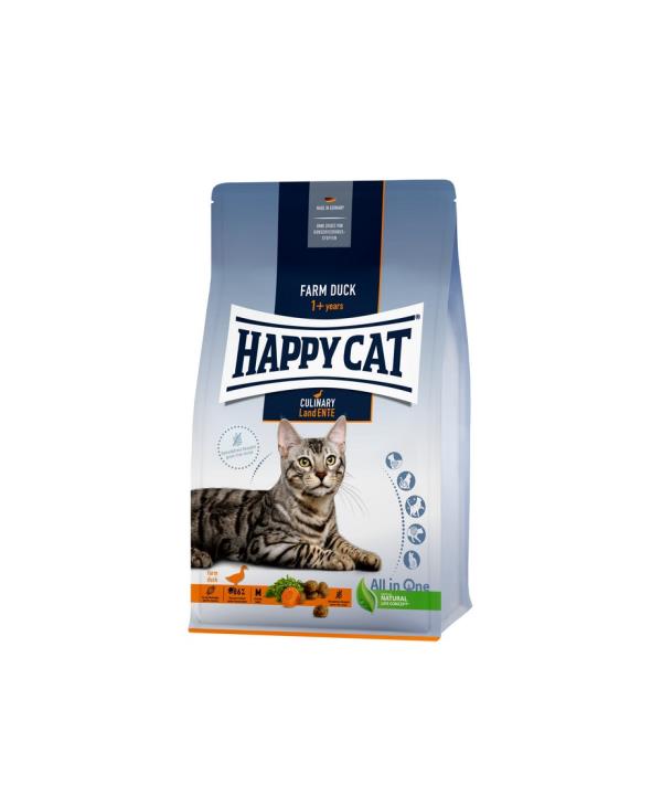 Опаковка на Happy Cat Culinary Adult Farm Duck беззърнеста суха храна с патица за котки