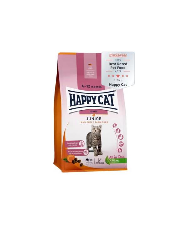 Happy Cat Junior Land Duck суха храна с патешко месо за подрастващи котки от 4 до 12 месеца