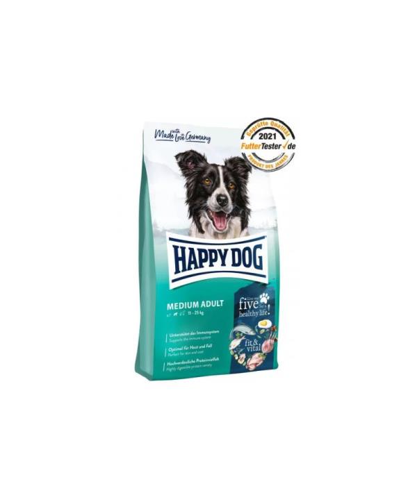 Happy Dog Medium Adult суха храна за израснали кучета от средни породи с Fit & Vital рецепта и 5 източника на протеин