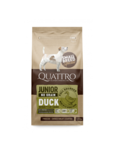 QUATTRO JUNIOR DUCK суха храна за подрастващи кучета от дребни породи с патица.
