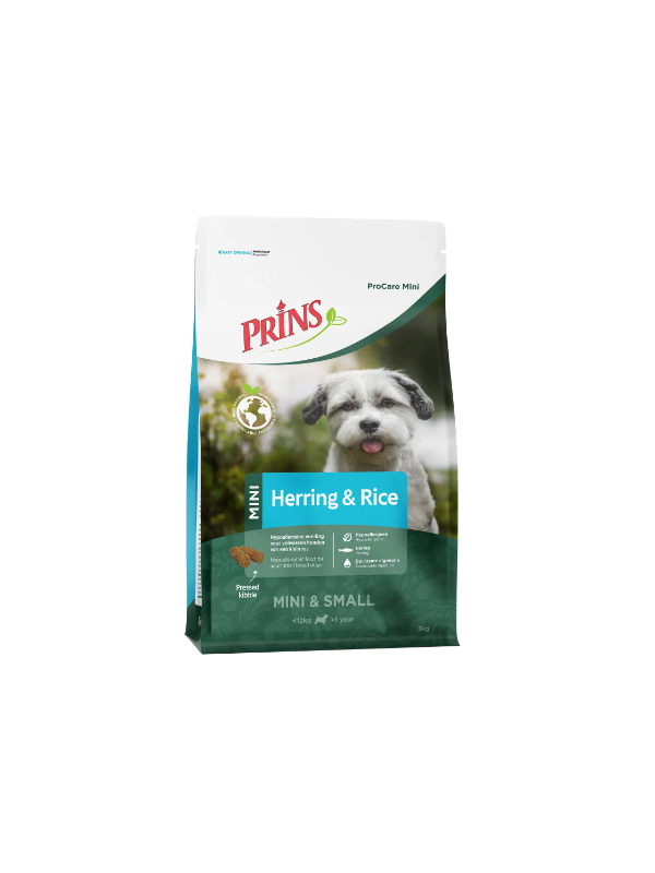 Prins ProCare Mini Herring & Rice студено пресована суха храна за кучета от малки породи с чувствително храносмилане
