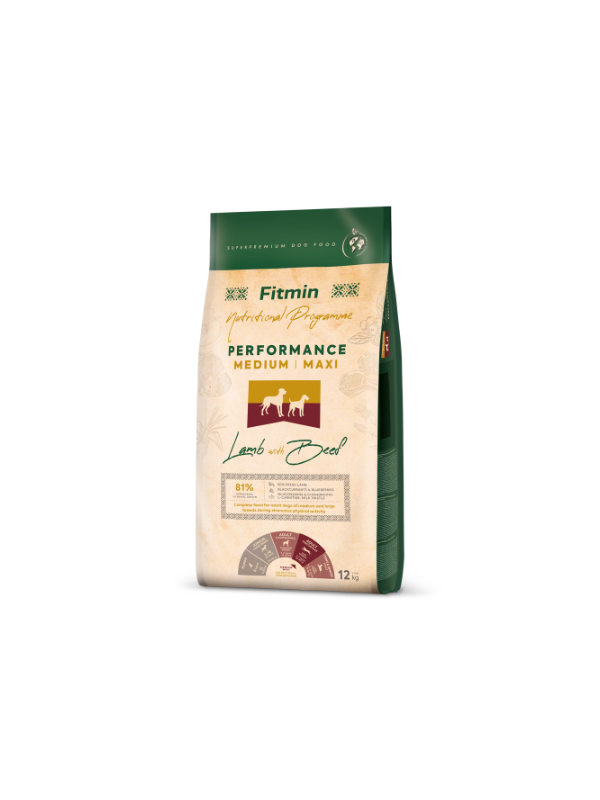 Fitmin Performance Medium & Maxi Lamb with Beef суха храна за активни кучета от средни и големи породи