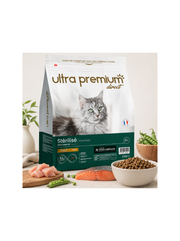 Ultra Premium Direct Sterilised Indoor суха беззърнена храна за кастрирани котки, отглеждани на закрито