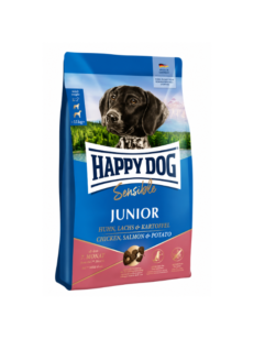 Happy Dog Sensible Junior Salmon & Potato – храна за млади кучета с пилешко, месо от сьомга, картофи на прах , картофено мюсли