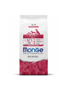 Monge Superpremium All breeds Adult Monoprotein Beef with Rice/ монопротеинова суха храна с телешко и ориз за възрастни кучета от всички породи.
