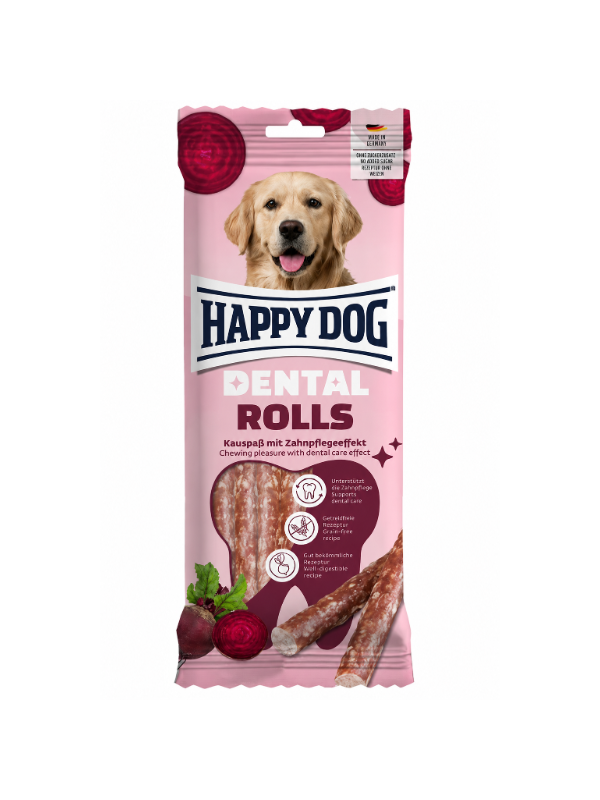 Дентални лакомства за кучета Happy Dog Dental Rolls с цвекло