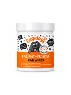 Bugalugs Pre & Post Probiotic Ear Wipes for Dogs - Биоразградими почистващи кърпички за уши с пребиотици и пробиотици за кучета 100 броя