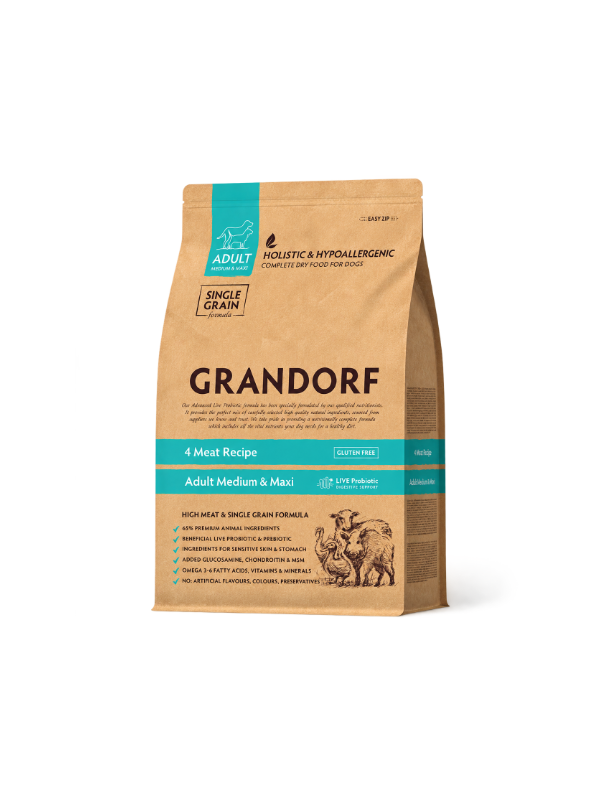 Grandorf 4 Meat Adult Medium & Maxi суха храна за кучета