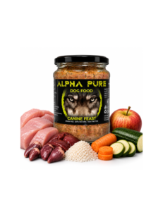 Alpha Pure - домашно приготвена храна за подрастващи и възрастни кучета с пуешко и зеленчуци - 8 броя x 500 гр.